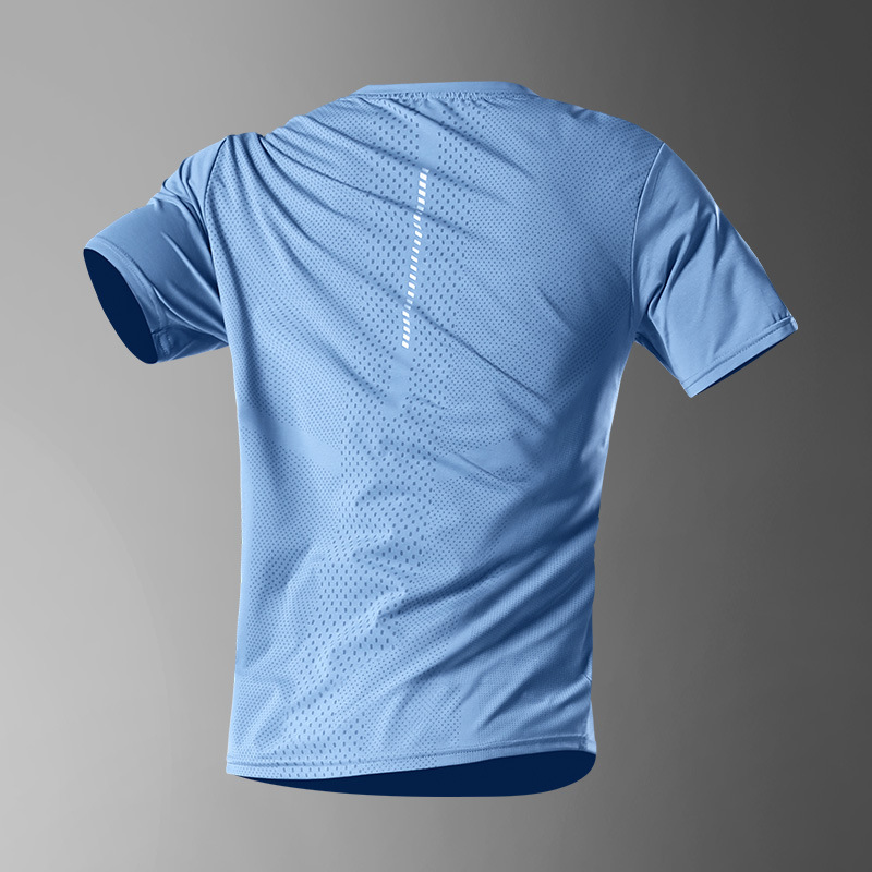 Camiseta deportiva de hielo para hombres secado rápido verano delgado de mangas cortas ropa de fitness suelta chaqueta de baloncesto entrenamiento ropa de carrera