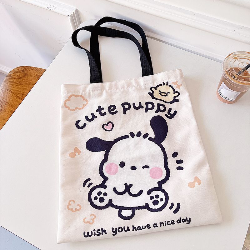 Canvas Bag Women's Large-capacity Student's Book-loading Parchal Dog Handbag Shoulder All-match Handbag New Cute