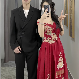 New Chinese-Style Button Suit Men's Suit Engagement Groom Wedding Suit High-End Tang Suit Zhongshan Graduation Photo