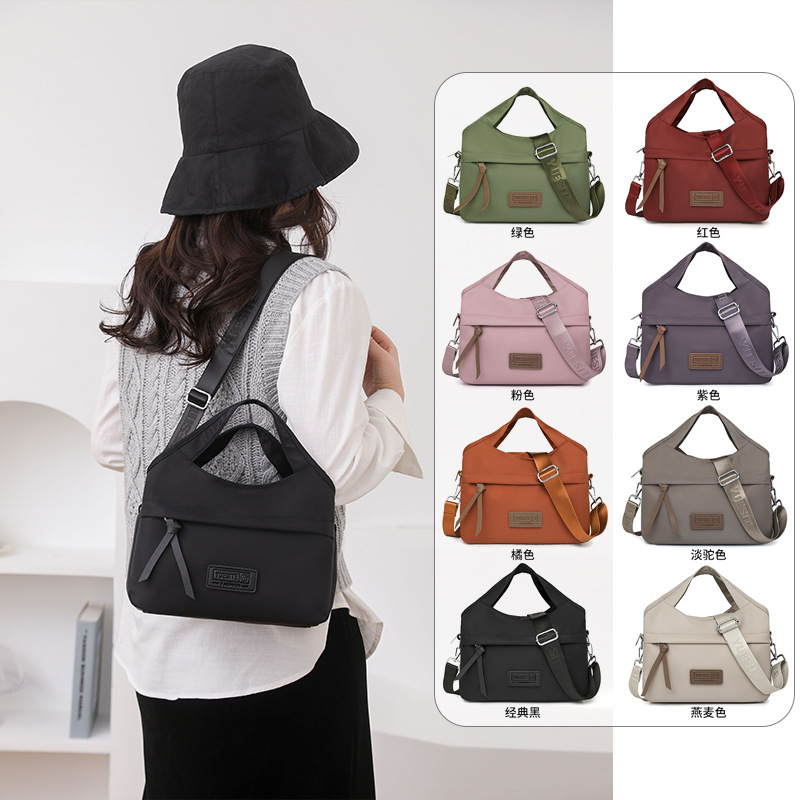 Shoulder Bag Cross-border Solid Color Casual Textile Handbag Simple All-match Commuter Large Capacity Textile Women's Bag
