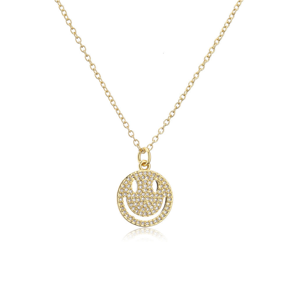 European Cute Smiley Gadgets Pendant Copper Micro-inlaid Zircon Necklace display picture 5