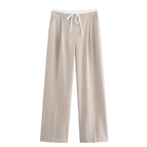 Leisure foreign trade women's autumn European and American style double-layer cross-border wide-leg multi-color waist-length pants for women cross-border