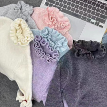 2025秋冬新款女童纯色毛衣高领羊毛衣木耳边领针织百搭打底衫儿童