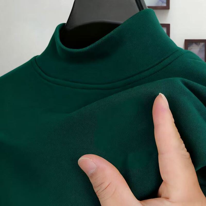 Derong Fleece-Lined Half Turtleneck Bottoming Shirt for Men in Autumn and Winter New Warm Long-Sleeved T-Shirt Men's Top Clothing Bottoming Shirt Derong Fleece-Lined Half Turtleneck Bottoming Shirt for Men in Autumn and Winter New Warm Long-Sleeved T-Shirt Men's Top Clothing Bottoming Shirt