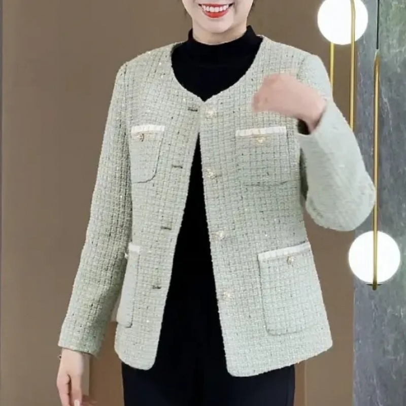 若い母親のファッション年齢軽減小さな香りのジャケット春の新しい中年女性の韓国風の小さなスーツのアウタートップ|undefined