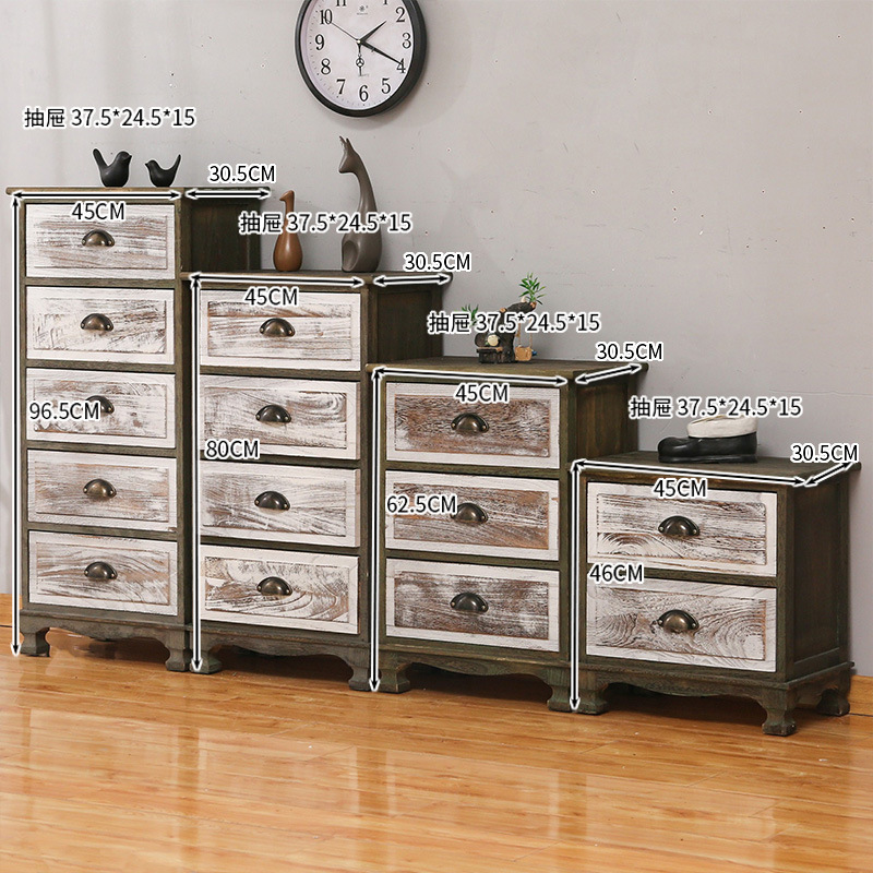 Cross-Border americano cajón gabinete de almacenamiento vintage armario pastoral juguete de múltiples capas de madera en el pecho de cajones creativa mesita de noche