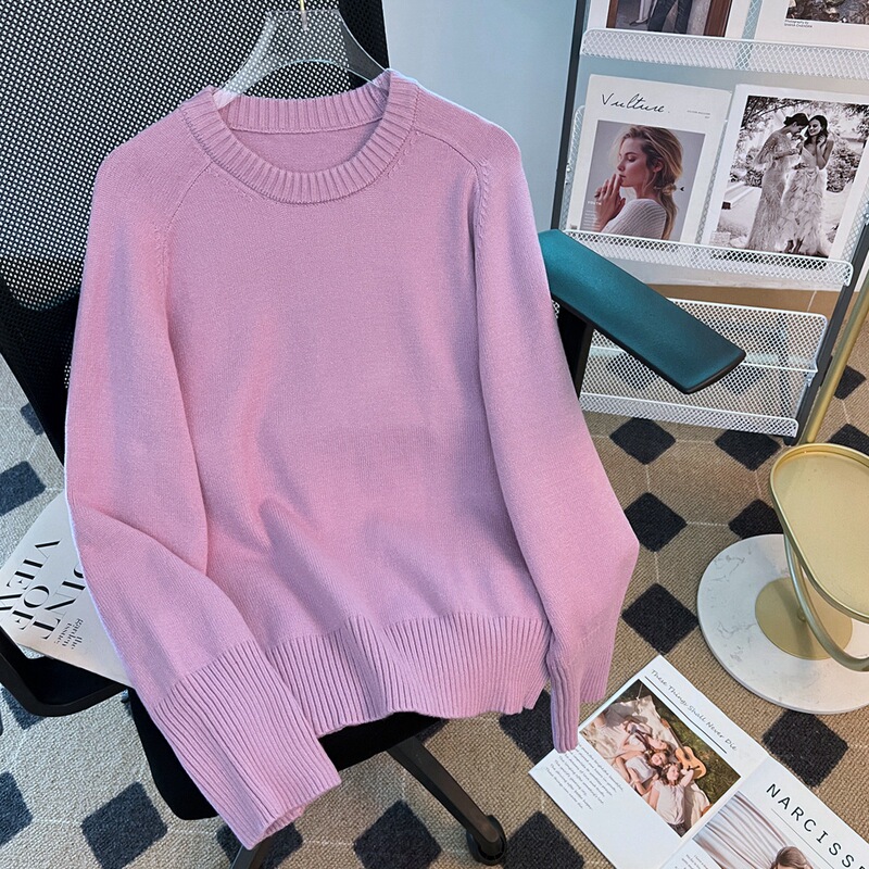 Dahong Same Style [Morris] Blue Sweater Simple All-match Stacked Solid Color Round Neck Turtleneck Sweater Sweater