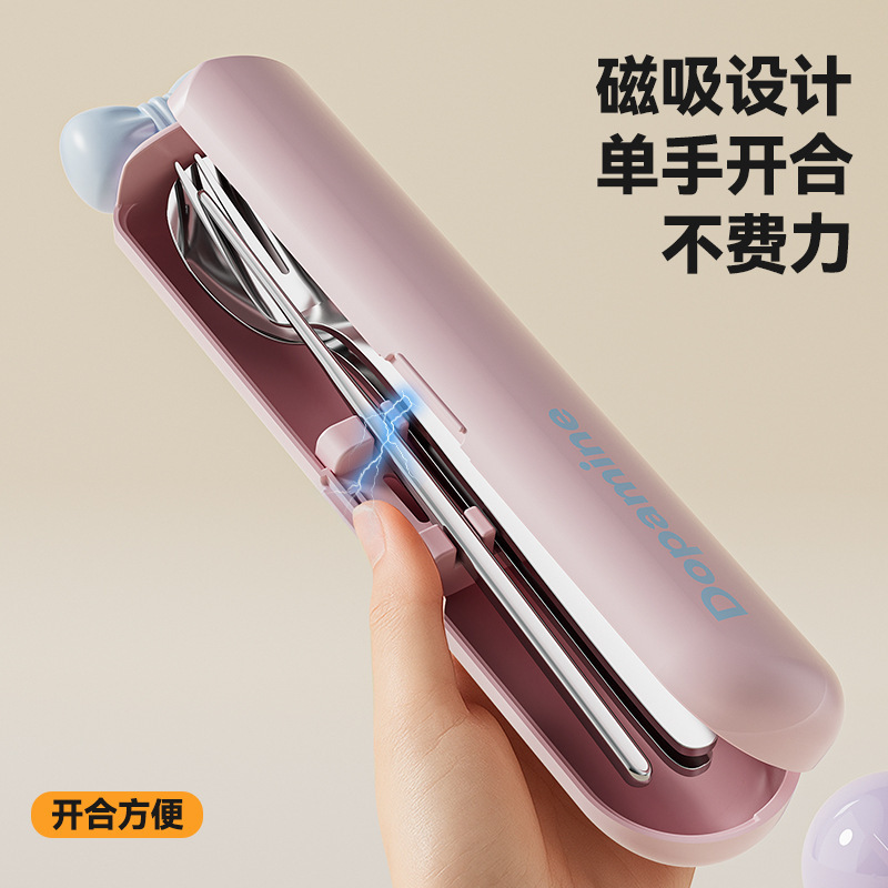 304不锈钢蝴蝶结勺子筷子叉子套装收纳便携餐具三件套餐具套装|undefined