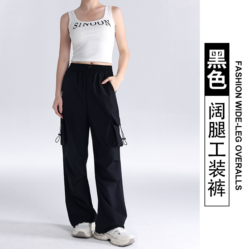 Nuevos monos de pierna ancha de secado rápido, pantalones de montañismo con paracaídas de verano americano para mujer, pantalones deportivos y de ocio con pies sueltos