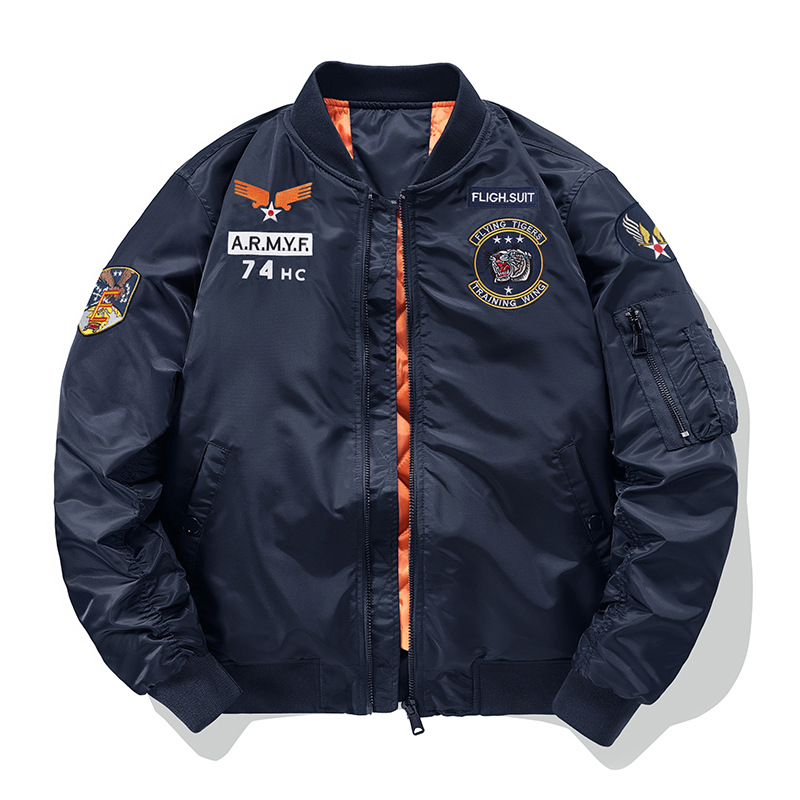Men's Clothing Men's Autumn And Winter Trendy Brand Casual Embroidered Baseball Jacket Plus Cotton Jacket Top_voghion.com