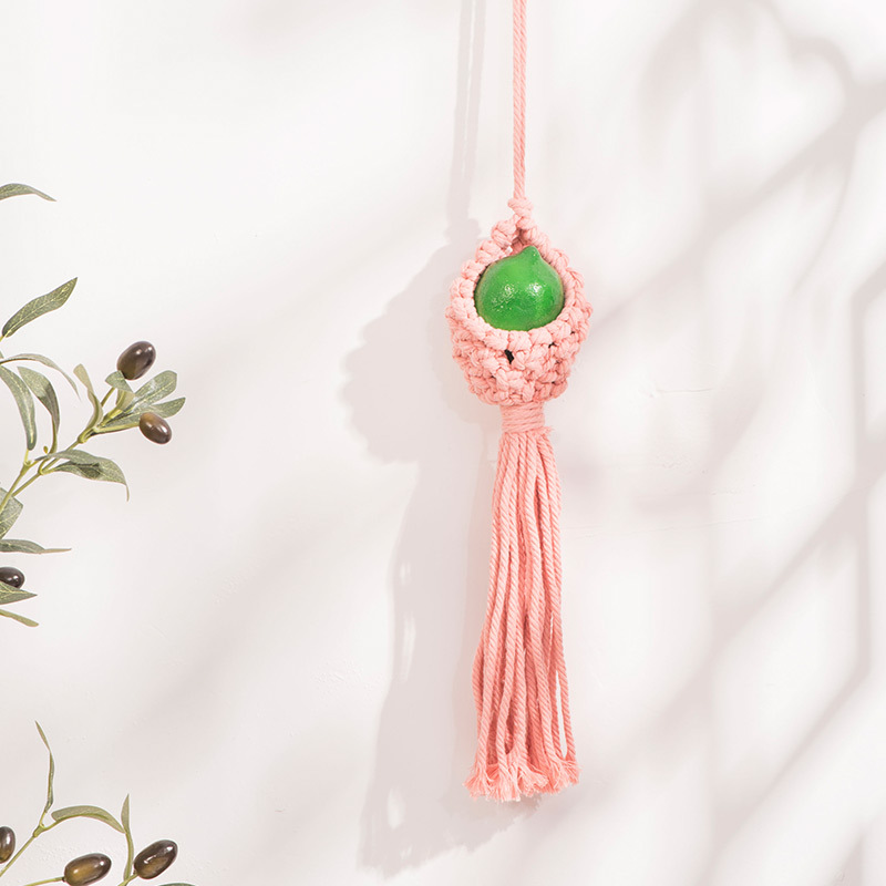 Tapices bohemios bolsillo de algodón nórdico tejido a mano bolsillo de cestas de flores decoración colgante verde colgante aéreo