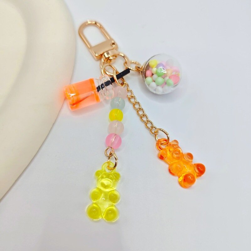 Rainbow Gummy Bear Cute Girl Heart Ins Candy AirPods Soft Shell Headphone Protective Cover Pendant Keychain