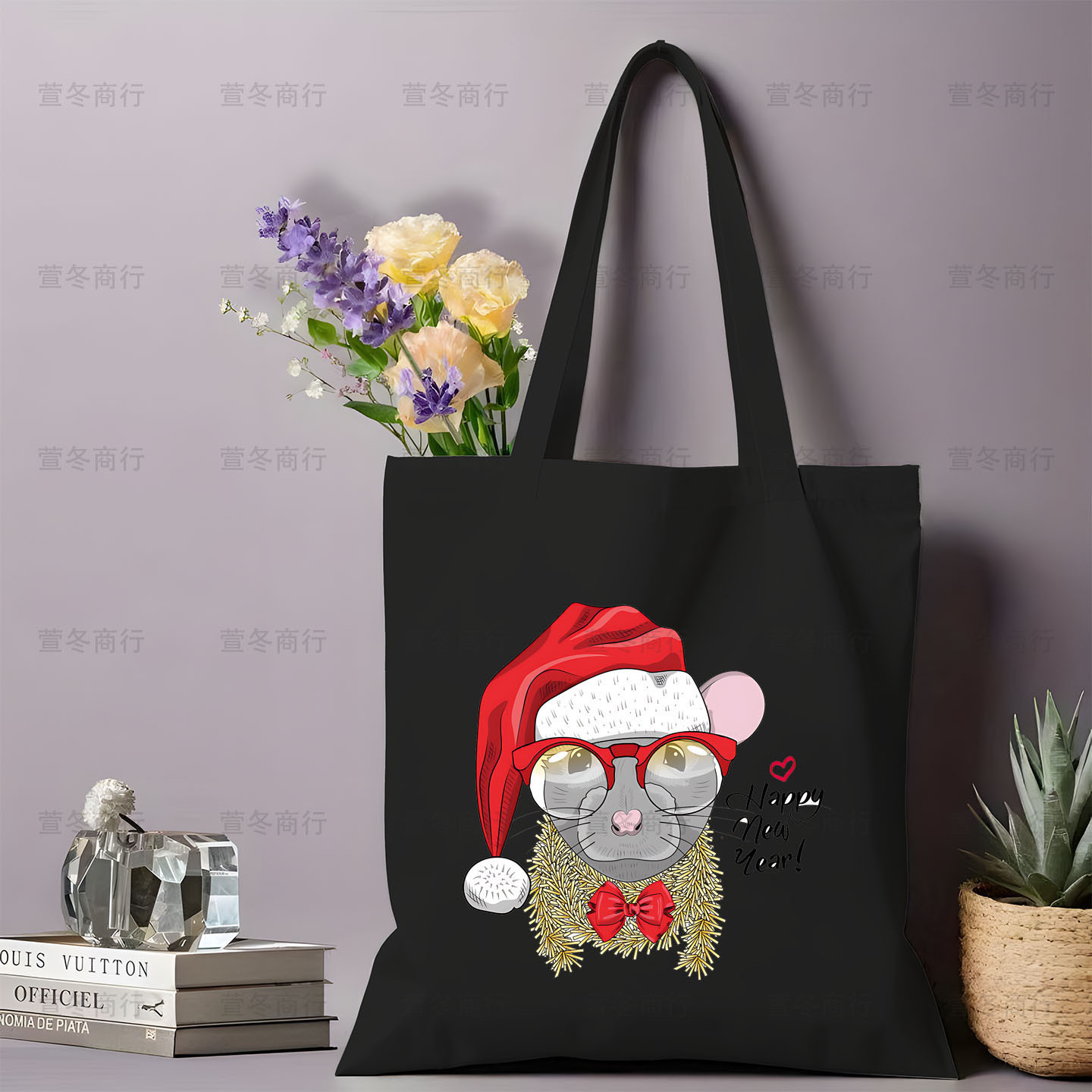 Bolsa de lona de Santa Claus de dibujos animados estudiantes bolsas de lona de mano de Navidad bolsas de hombro de gran capacidad ventas calientes transfronterizas