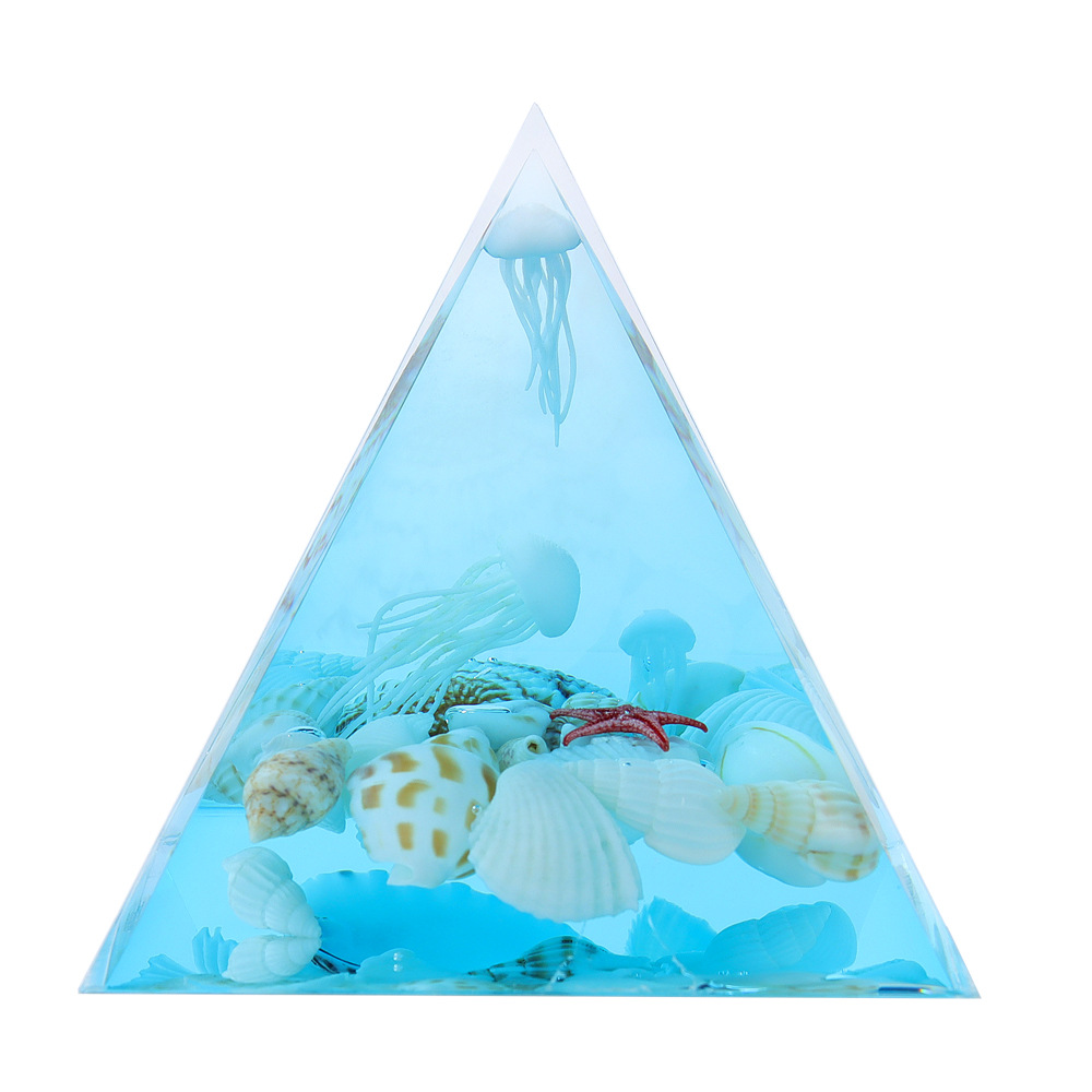 Ocean Series Micro-Landscape Pyramid Cone Resin Crafts Night Light Souvenir Gift Desktop Ornament