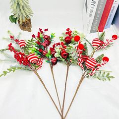 圣诞节装饰品糖果插枝松果手工DIY圣诞球装饰仿真插枝摆件品