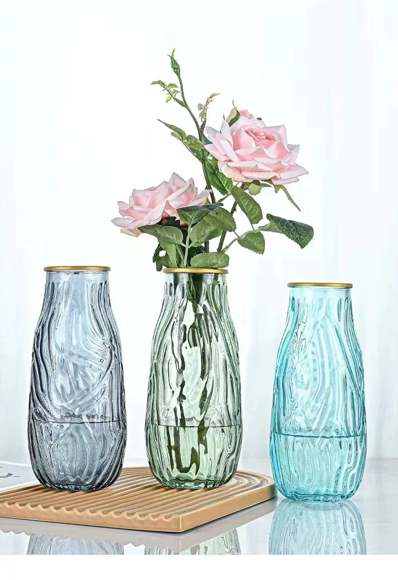 Раскрашенная золотом стеклянная ваза в европейском стиле спальня столовая гостиная домашние настольные украшения с сухоцветами гидропонная Цветочная бутылка