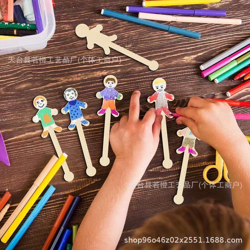 Boys and Girls Decorate Kindergarten Educational DIY Graffiti Painting Children's Handmade Drawing Stick Figures with Wooden Sticks Boys and Girls Decorate Kindergarten Educational DIY Graffiti Painting Children's Handmade Drawing Stick Figures with Wooden Sticks
