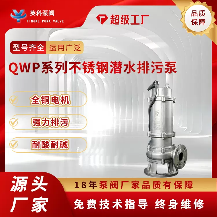 潜水排污泵耐腐蚀化工不锈钢污水泵立式无堵塞提升泵工业泵移动式