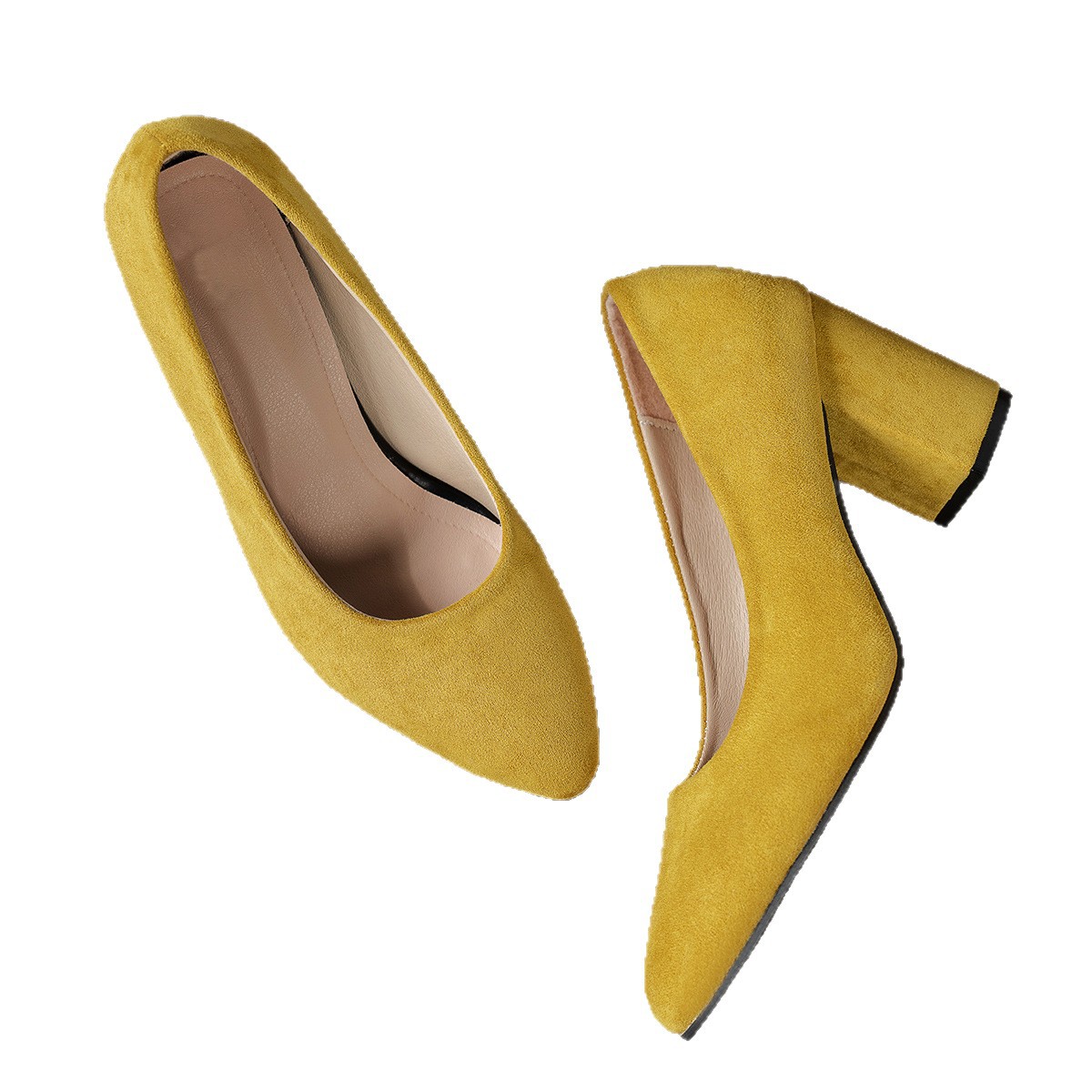 2025 Autumn New Chunky Heel Pointed Toe Suede Fashion High-Heeled Shoes Direct From Manufacturer For Foreign Trade And_vogvips.com