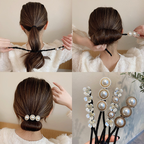 Pearl hair twister, ball head, bow hair twist, elegant back of head headband, super fairy pearl hair band for lazy people