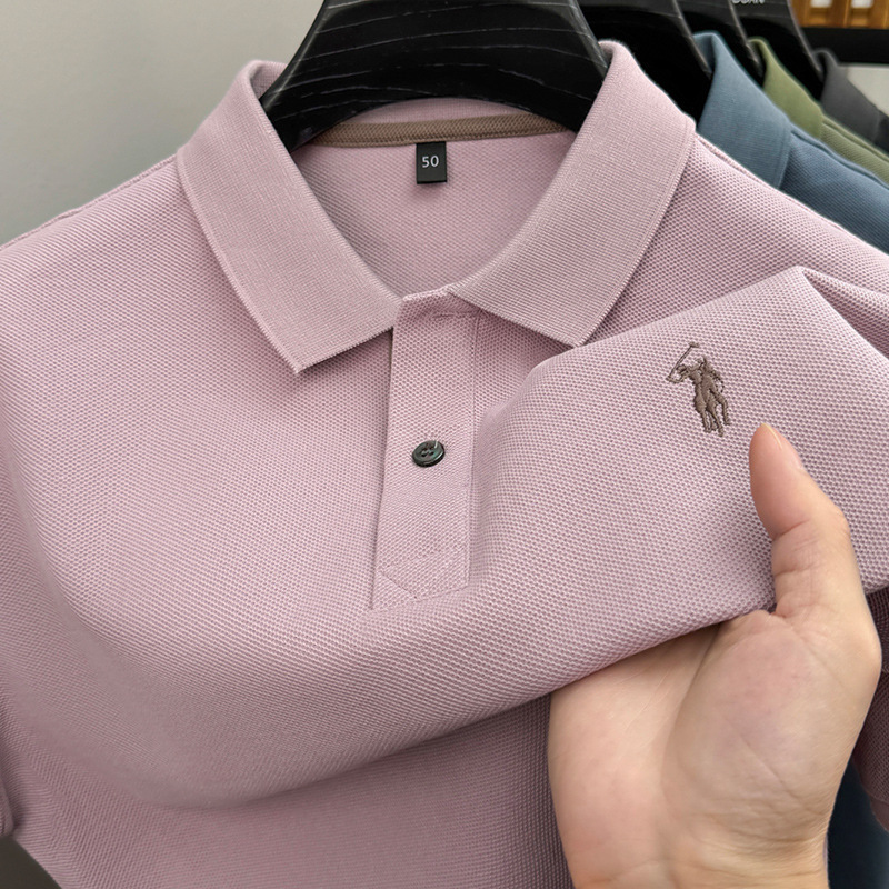 100% Cotton Summer New Short-Sleeved Polo Shirt Men's Classy Business Casual Embroidered Cotton T-Shirt Tops for Men