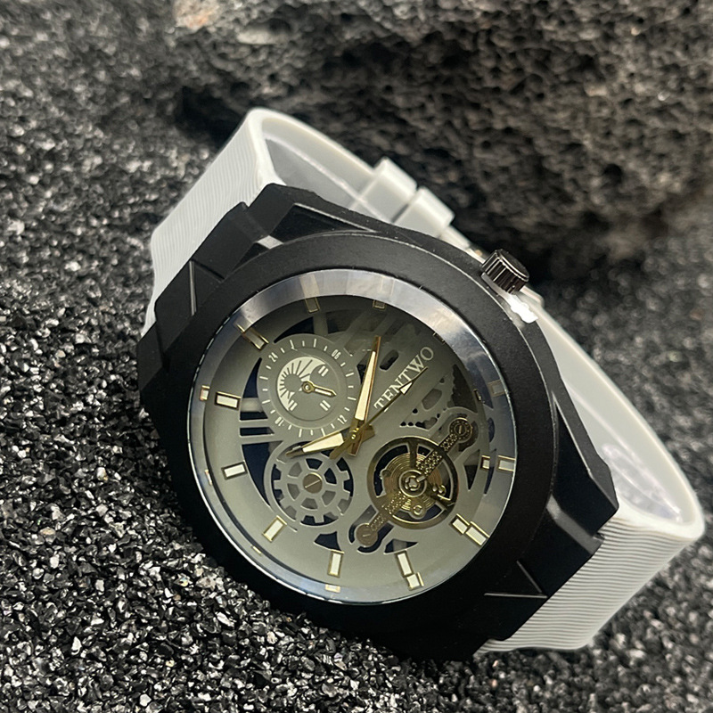 Silica Gel Strap Material Casual Solid Color Buckle Quartz Watch Men's Watches