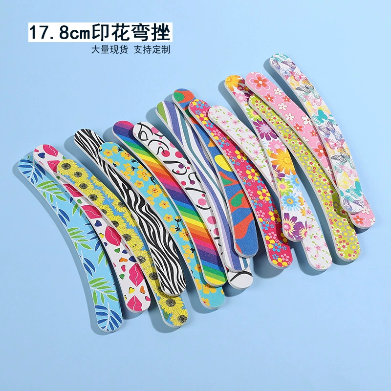 Дуга-образный долго напечатаны пилка для ногтей двухсторонняя полировка изогнутая 17,8 см файл ногтей Ева полировка полосы