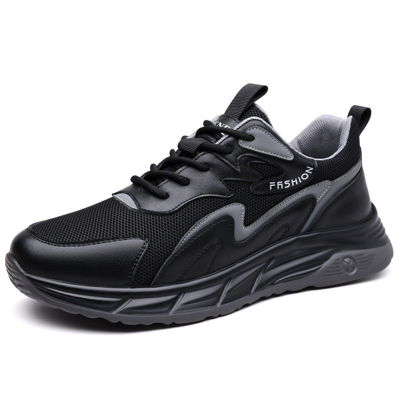 Giày thể thao nam da thật thoáng khí đế mềm, giày sneaker casual chạy bộ ngoài trời, gót 3-5 cm — HA8805 màu trắng, HA8805 màu đen