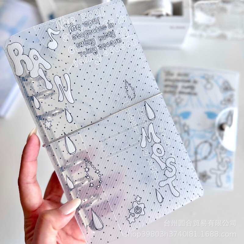 Little Beast Star Original A6Per Loose-Leaf Cover Little Rainy Day Hand-Drawn Little Girl M5 Twill Loose-Leaf Notebook A7 Notebook