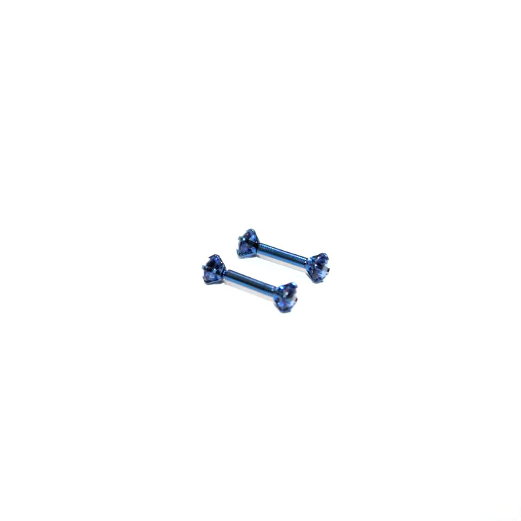 G23 Titanium Double Head Claw Set CZ Straight Barbell Eyebrow Piercing Jewelry detail image 19