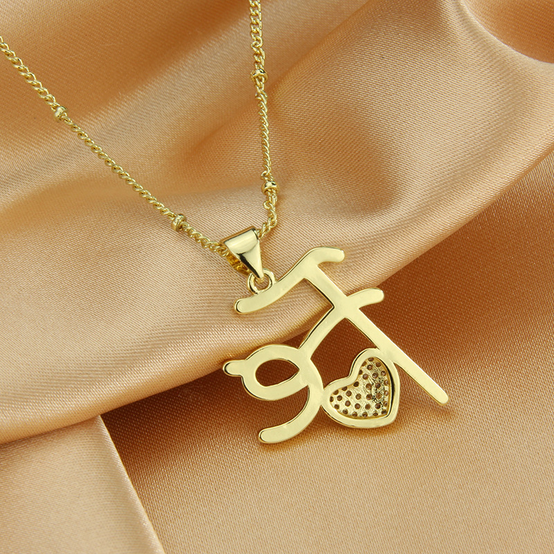 Simple Style Letter Copper Necklace Rhinestones Copper Necklaces