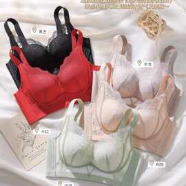 蝶雪T2589#雅致花卉蕾丝文胸34-40中厚B杯高侧收无钢圈内衣批发跑