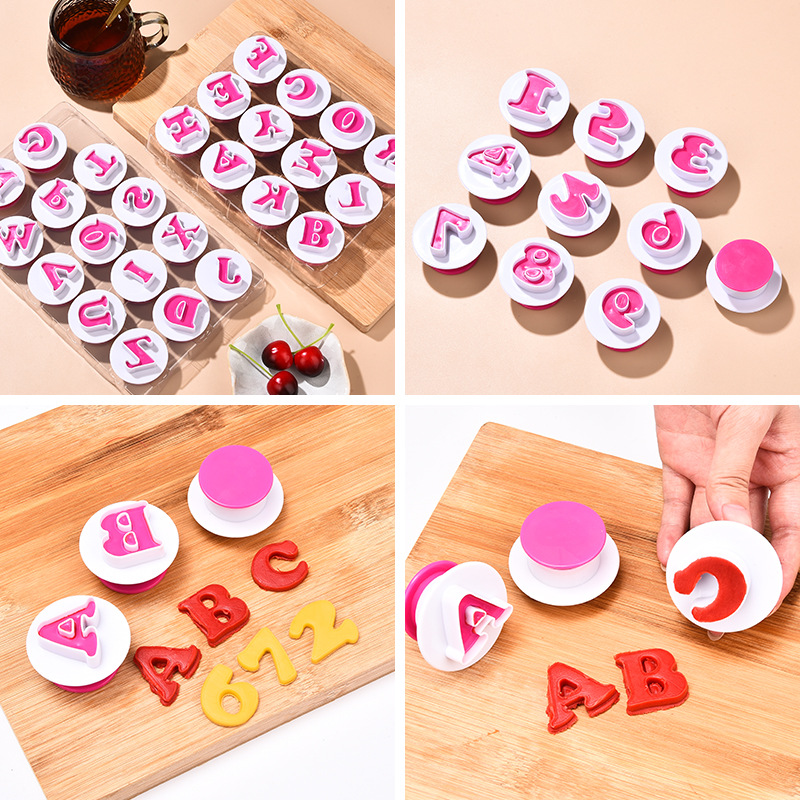 Inglés carta molde para hornear 3D tridimensional Galleta de plástico molde para hornear seguro inodoro al por mayor