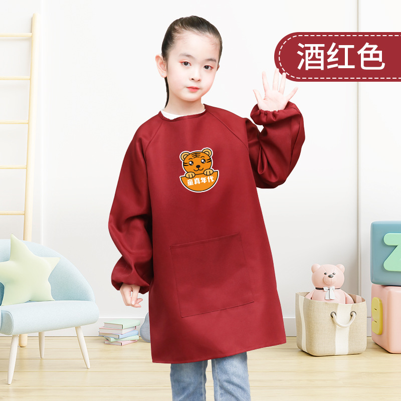Ropa de dibujo para niños, transpirable e impermeable, de manga larga, niños de mediana edad, anti-vestir, delantal de pintura de jardín de infantes, logotipo personalizado