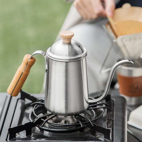 Hand brewed coffee pot stainless steel folding drip filter cup set fine mouth pot outdoor hand brewed camping coffee pot equipment