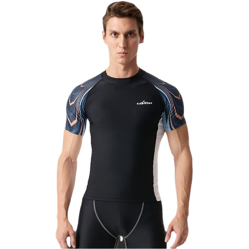 Sabolay Men's Plus Size Swimsuit Short-Sleeved Split Wetsuit Tight-Fitting Quick-Drying Surfing Suit Swimsuit Sports Style