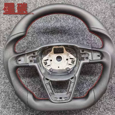 Seat Leon Flat-Bottom Sports Car Steering Wheel Modified with Nappa Perforated Leather Style Cross-Border Supply Factory (Steering wheel)