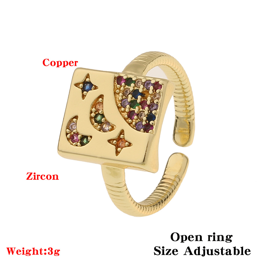 Hip Hop Copper Micro-inlaid Zircon Open Ring display picture 1