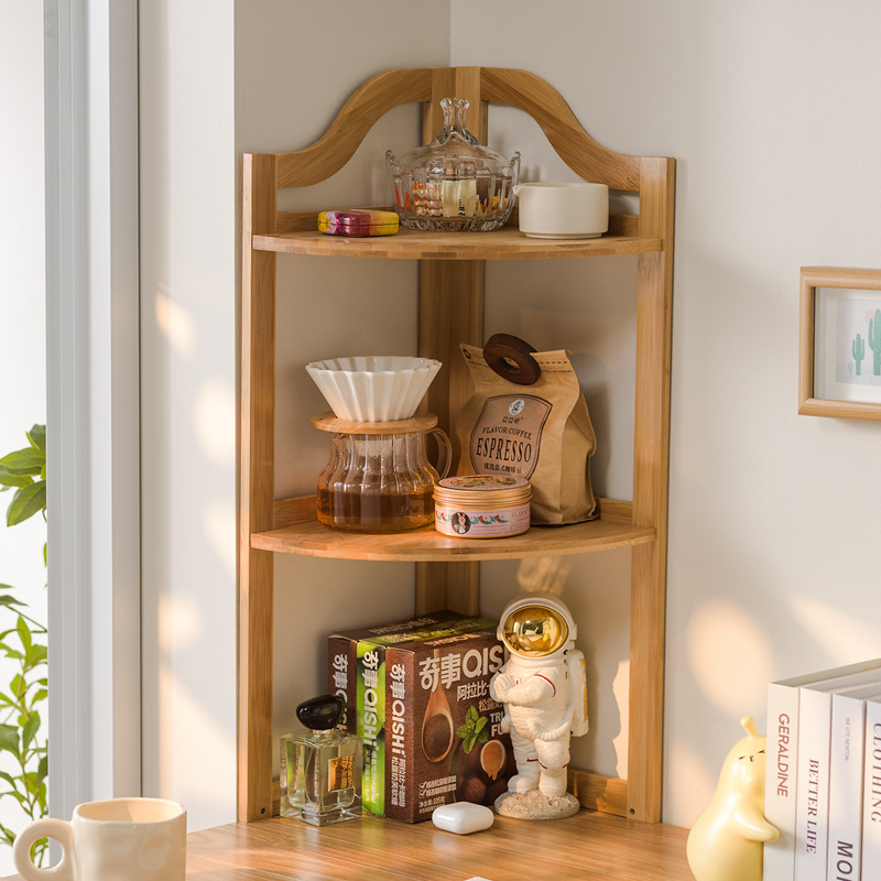 Bookshelf Desktop Storage Rack Simple Table Corner Storage Rack Household Corner Corner Small Bookcase Triangle Whole Vω