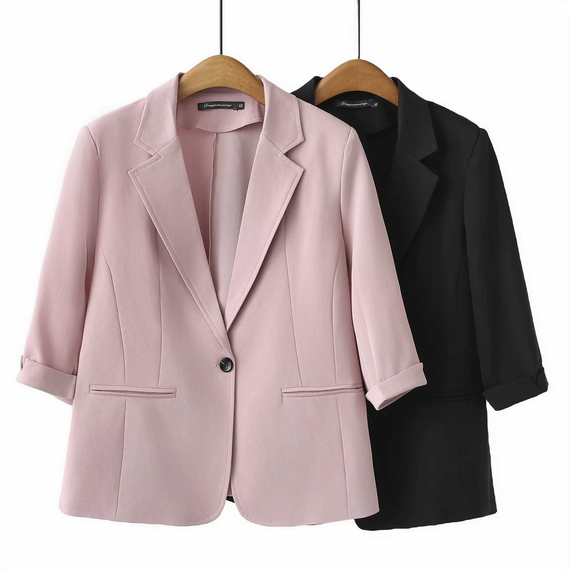 Большой размер женский костюм куртка с семью рукавами темперамент тонкий 2024 летний тонкий костюм кардиган модная толстая девушка 2411