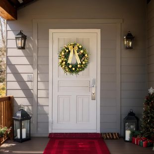 Yiwu Tonglian Crafts Christmas Wreath Rattan Pine Cone Red Fruit Christmas Ball Decoration Door Hanging Christmas Customization