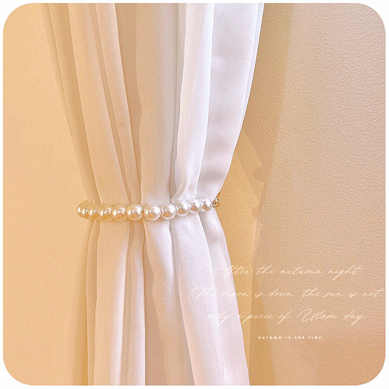 BB4C批發窗簾綁飾ins珍珠綁帶裝飾點綴配件固定扣環吸扣磁吸