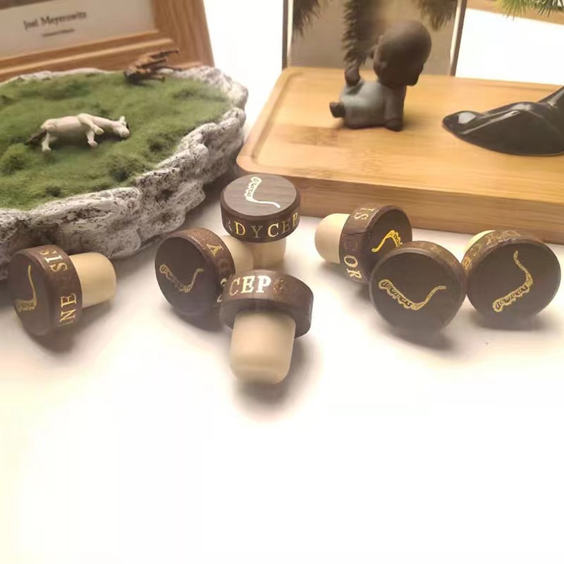 咖啡色T型高分子玻璃酒瓶香薰瓶木塞各种规格瓶盖封口塞