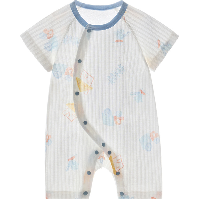 Bebé mono verano hombres y mujeres niños pequeños algodón fino transpirable mampara de manga corta verano bebé ropa de recién nacido