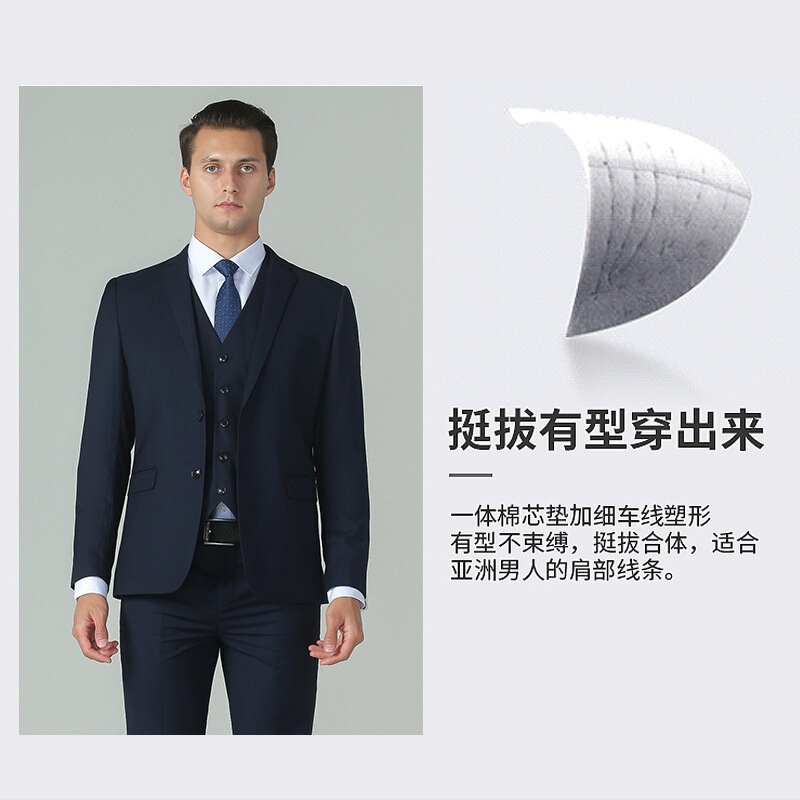 New men's black gentleman's suit for weddings, office work, and group events, two-piece formal suit with jacket and trousers