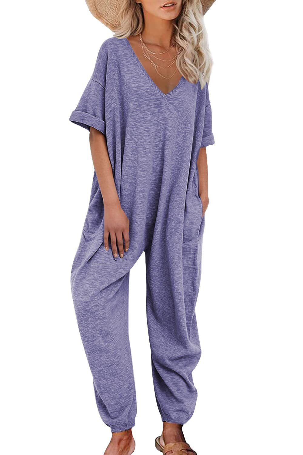 2023 Mono de mujer colorido con cuello en V de media manga mono largo atado al tobillo