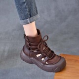 以一 Martens, летние кожаные ретро дышащие короткие сапоги, воловья кожа, мягкая подошва