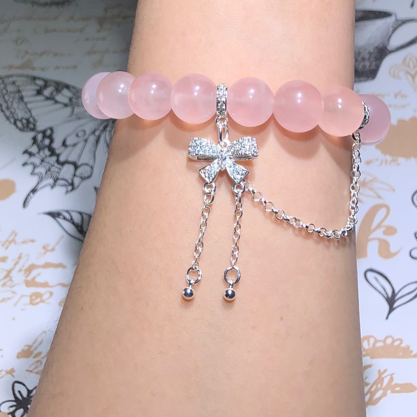 14K Gold-Plated Color-Preserving Crystal DIY Accessories Bowknot Tassel Pendant Chain Spacer Beads Bracelet Necklace Beaded Accessories