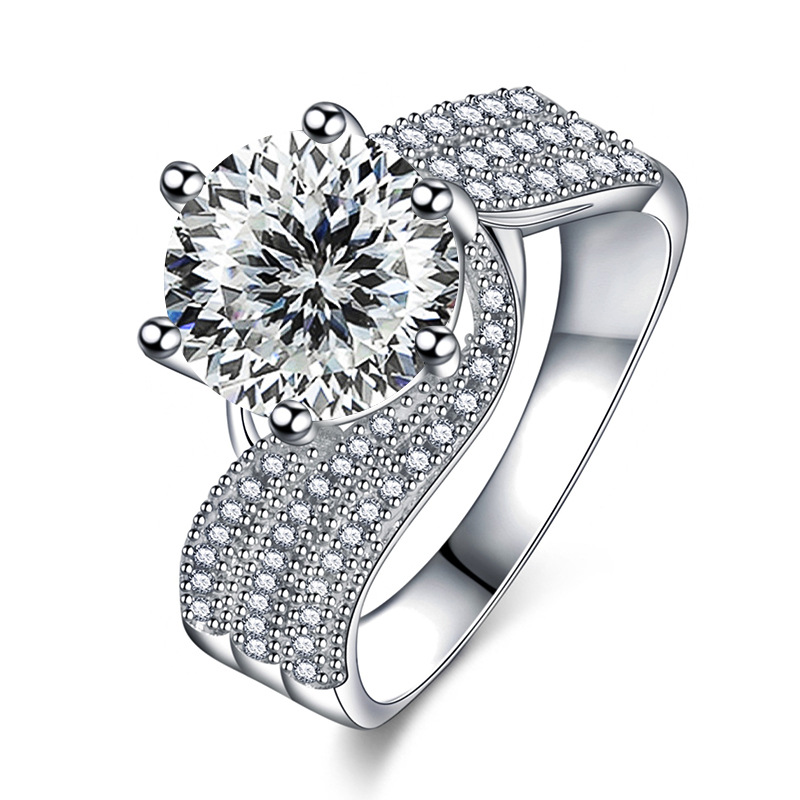 Anillo de diamante de diamante de plata esterlina 925 5 quilates, anillo de regalo de cumpleaños para la novia.