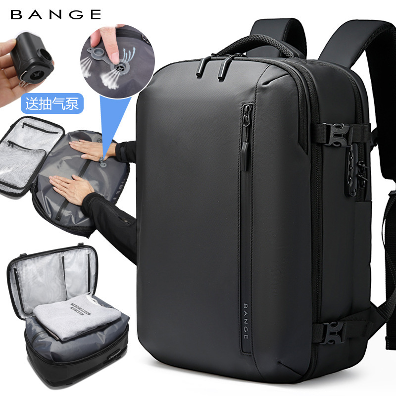 Bange's New Vacuum Compression Backpack, Large-Capacity Business Travel Bag, Men's Business Commuter Computer Backpack